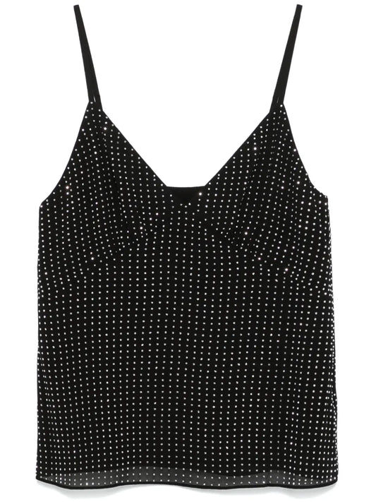 Rhinestone-Embellished Georgette Top