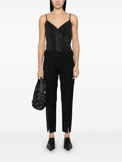 Rhinestone-Embellished Georgette Top
