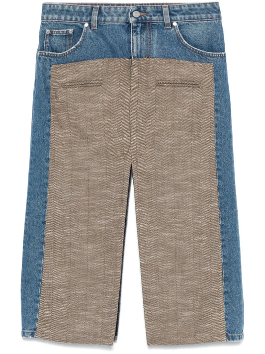Tweed Denim Midi Skirt