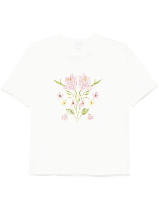 Floral-Embroidered T-Shirt