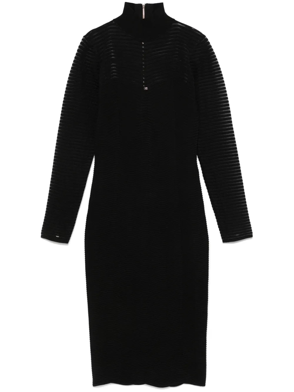 Herringbone-Pattern Midi Dress
