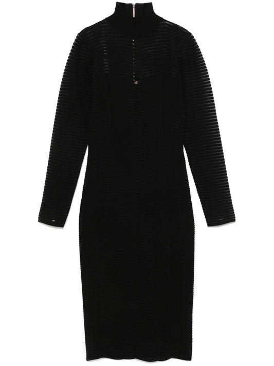 Herringbone-Pattern Midi Dress