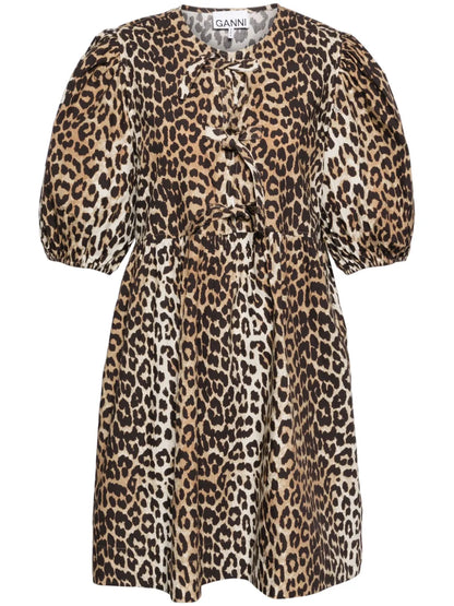 Leopard Printed Cotton Mini Dress