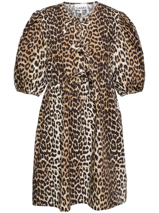 Leopard Printed Cotton Mini Dress