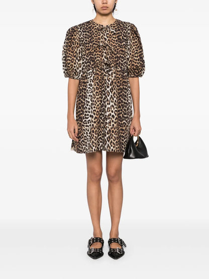 Leopard Printed Cotton Mini Dress