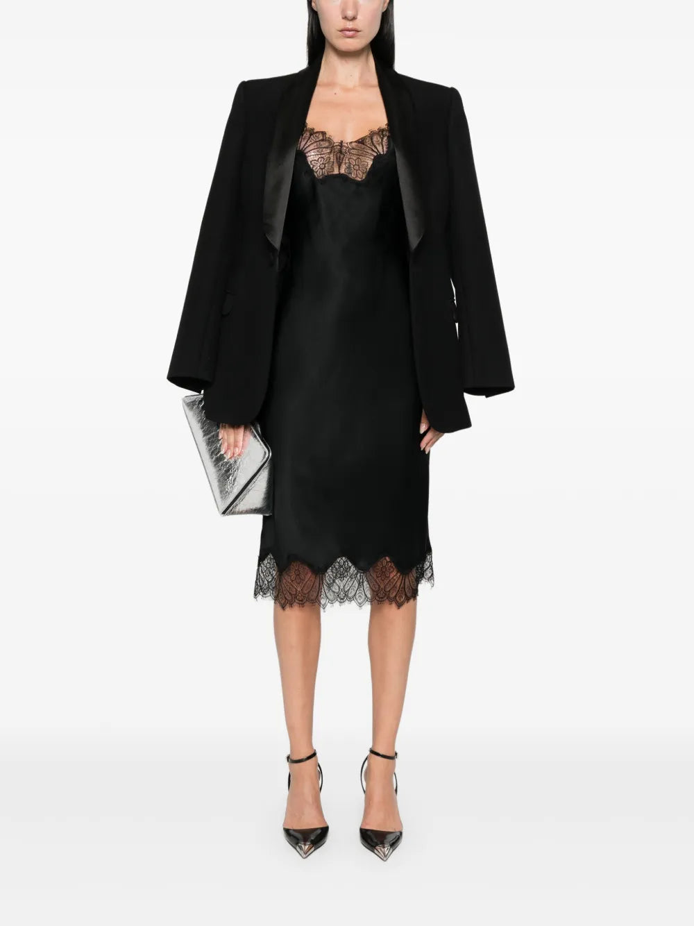 Lace-Trim Midi Dress