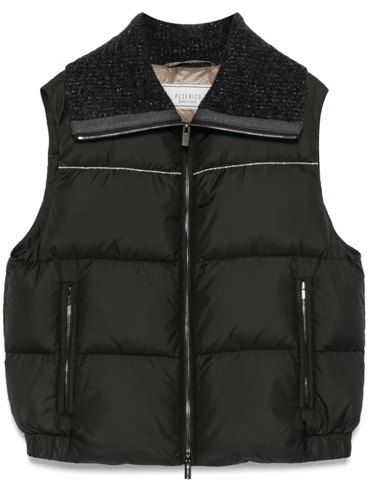 Tricot-Collar Goose-Down Gilet