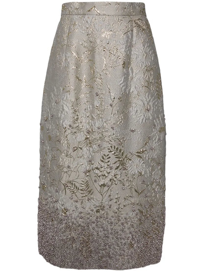 Floral Cloqué A-Line Skirt