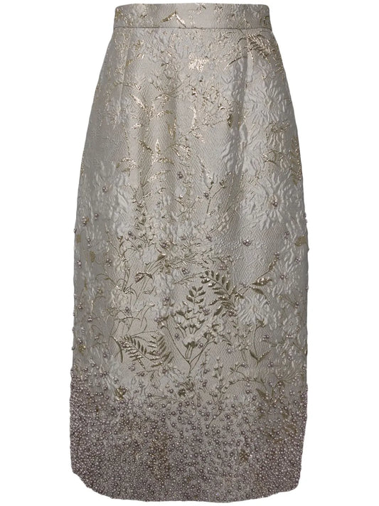 Floral Cloqué A-Line Skirt