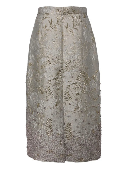 Floral Cloqué A-Line Skirt