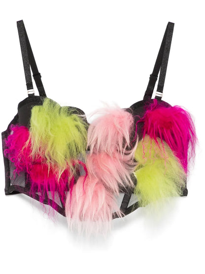 Feather-Detail Bustier Top