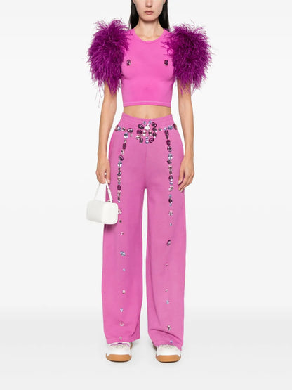 Crystal-Embellished Track Pants