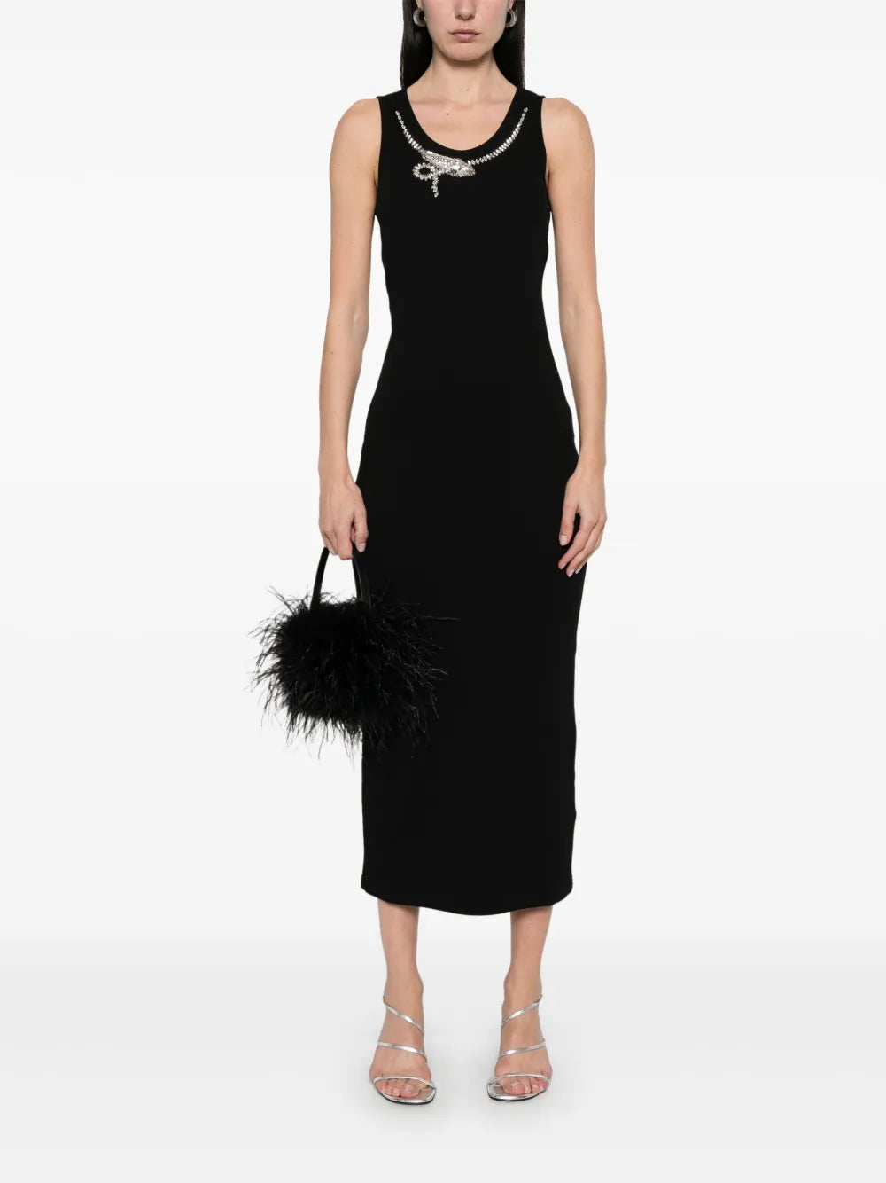 Snake-Crystal Midi Dress