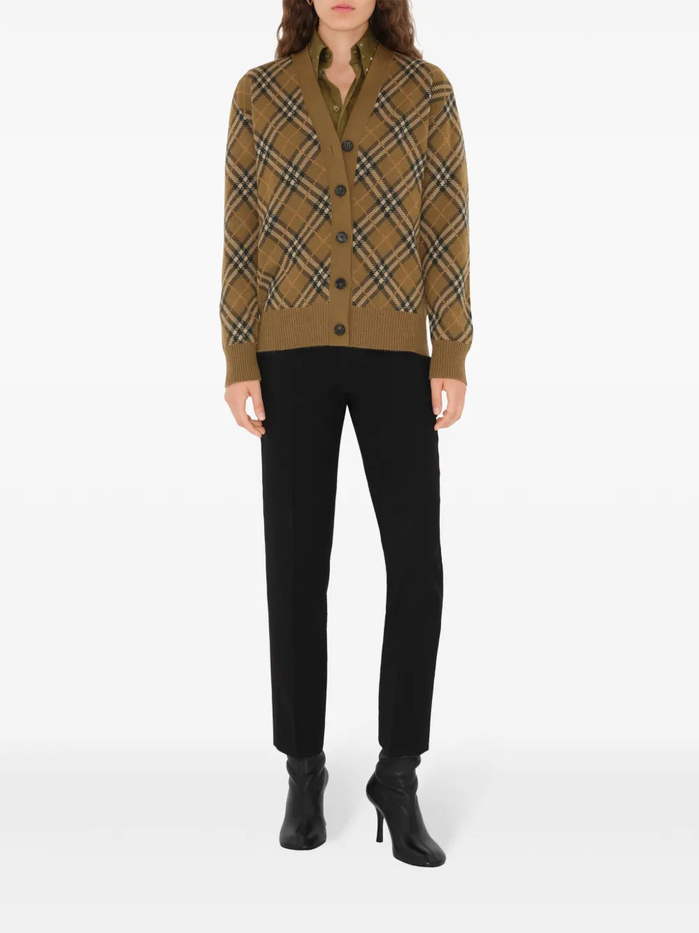 Check Wool-Mohair Cardigan