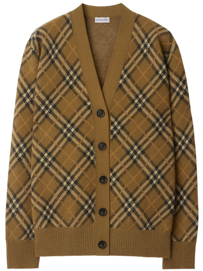 Check Wool-Mohair Cardigan