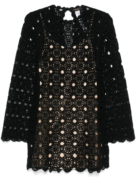 Crochet-Knit Mini Dress