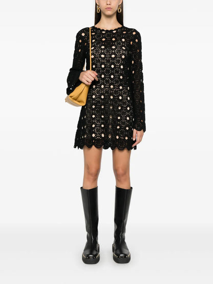 Crochet-Knit Mini Dress