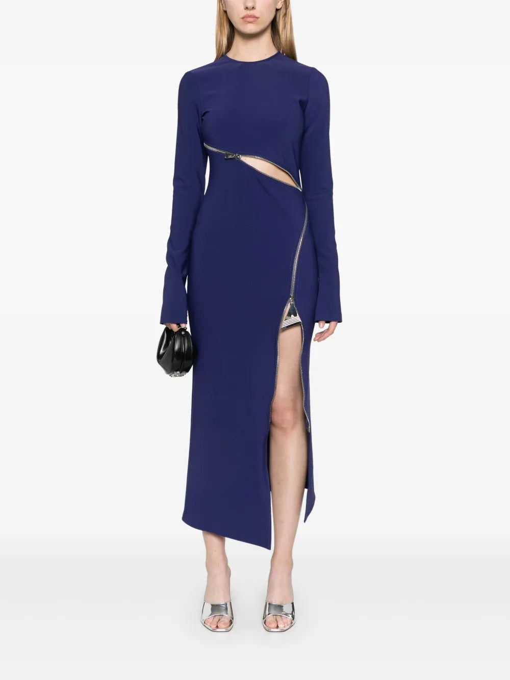Zip-Detail Midi Dress
