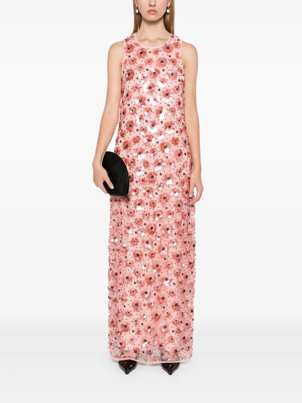 Floral-Sequinned Maxi Dress