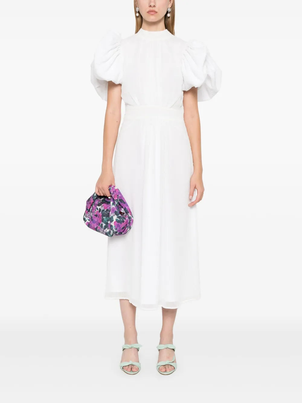 Puff-Sleeves Midi Dress