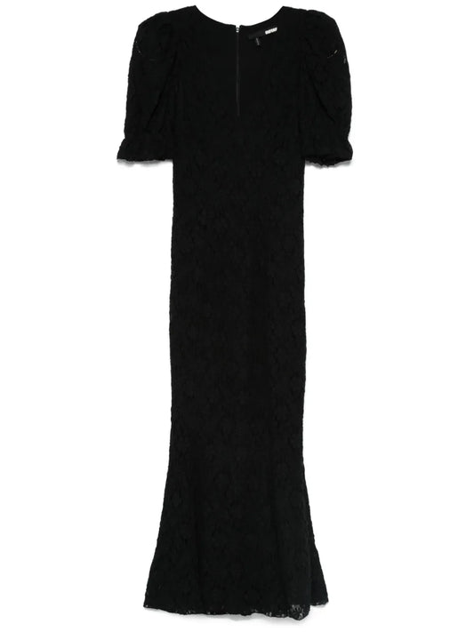 Lace Puff-Sleeves Maxi Dress