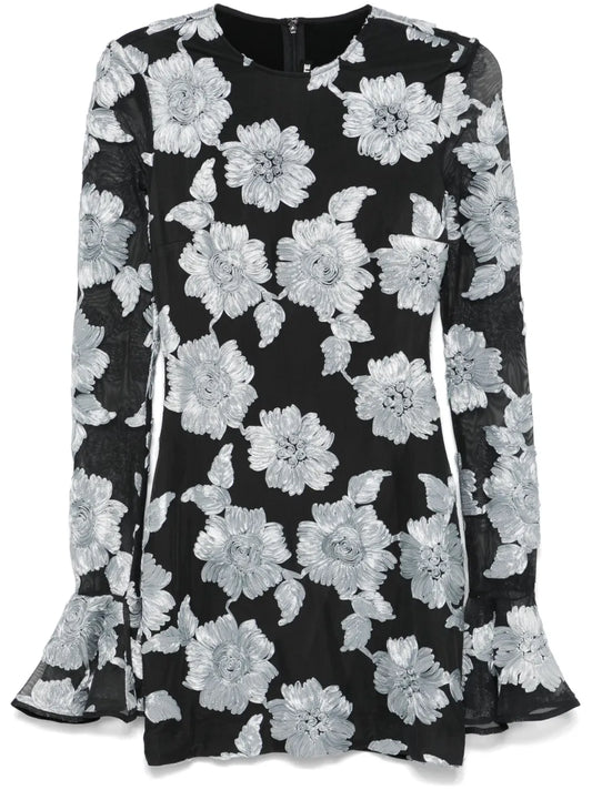 Flower Mesh Mini Dress