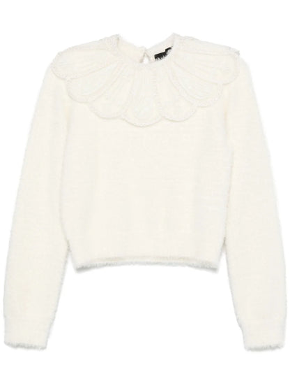 Lace-Collar Knit Sweater