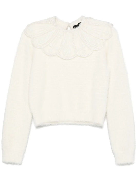 Lace-Collar Knit Sweater