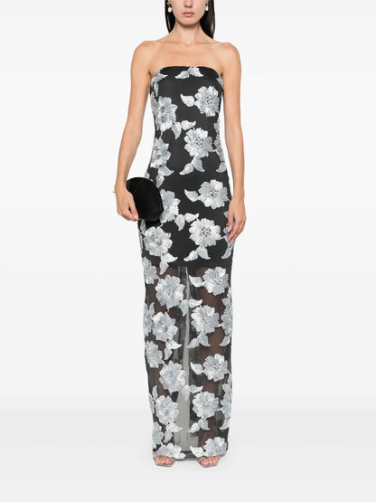 Flower Mesh Maxi Dress