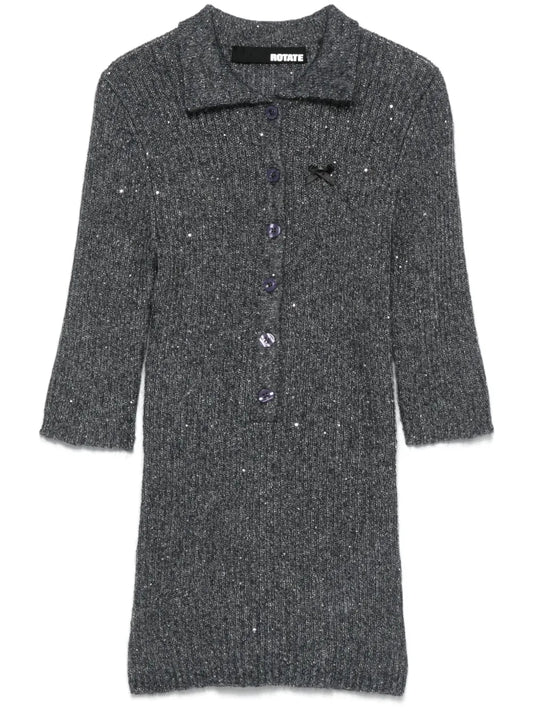 Sequin Knit Polo Shirt