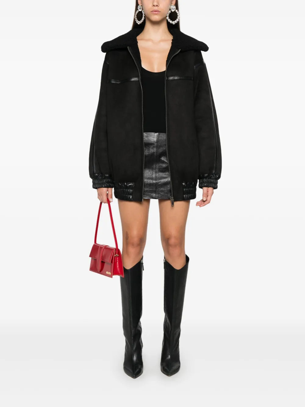 Faux-Leather Bomber Jacket