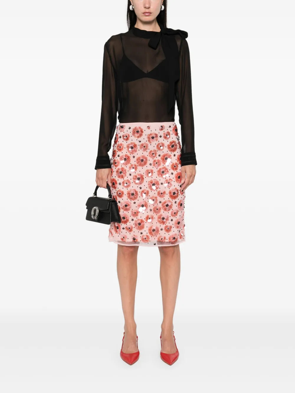 Flower-Sequins Mini Skirt