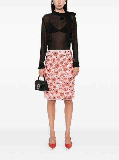 Flower-Sequins Mini Skirt