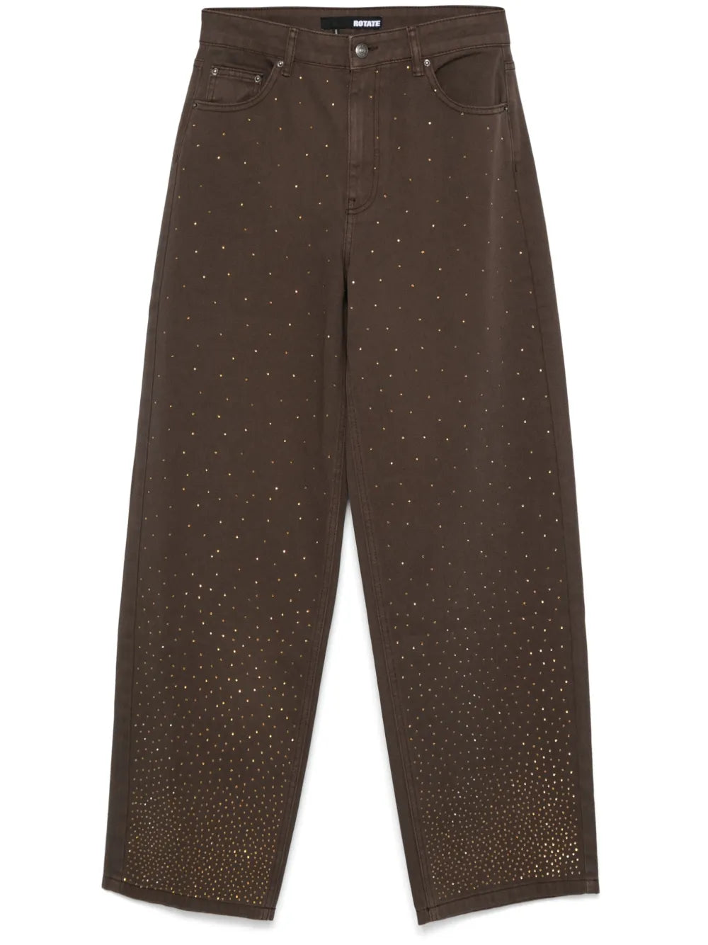 Rhinestone-Embellished Wide-Leg Jeans