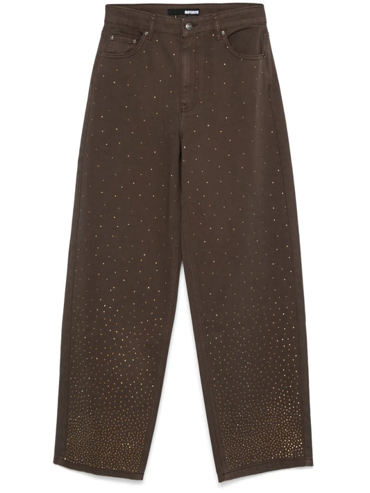 Rhinestone-Embellished Wide-Leg Jeans