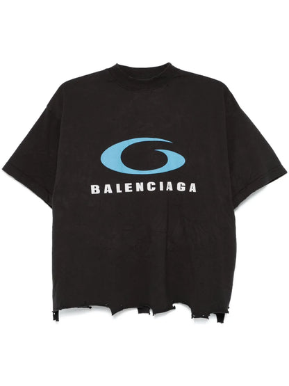 Logo-Print Distressed T-Shirt