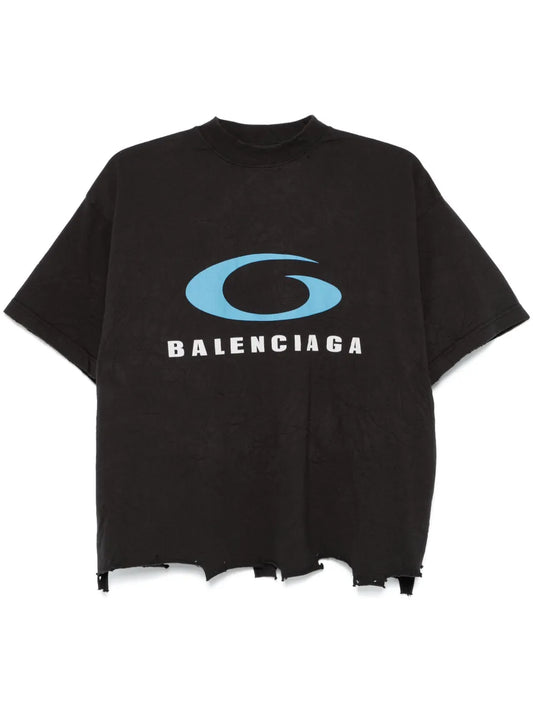 Logo-Print Distressed T-Shirt