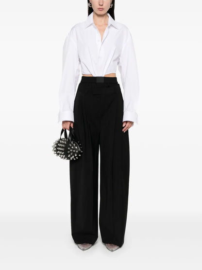 Boxer-Detailed Wide-Leg Trousers