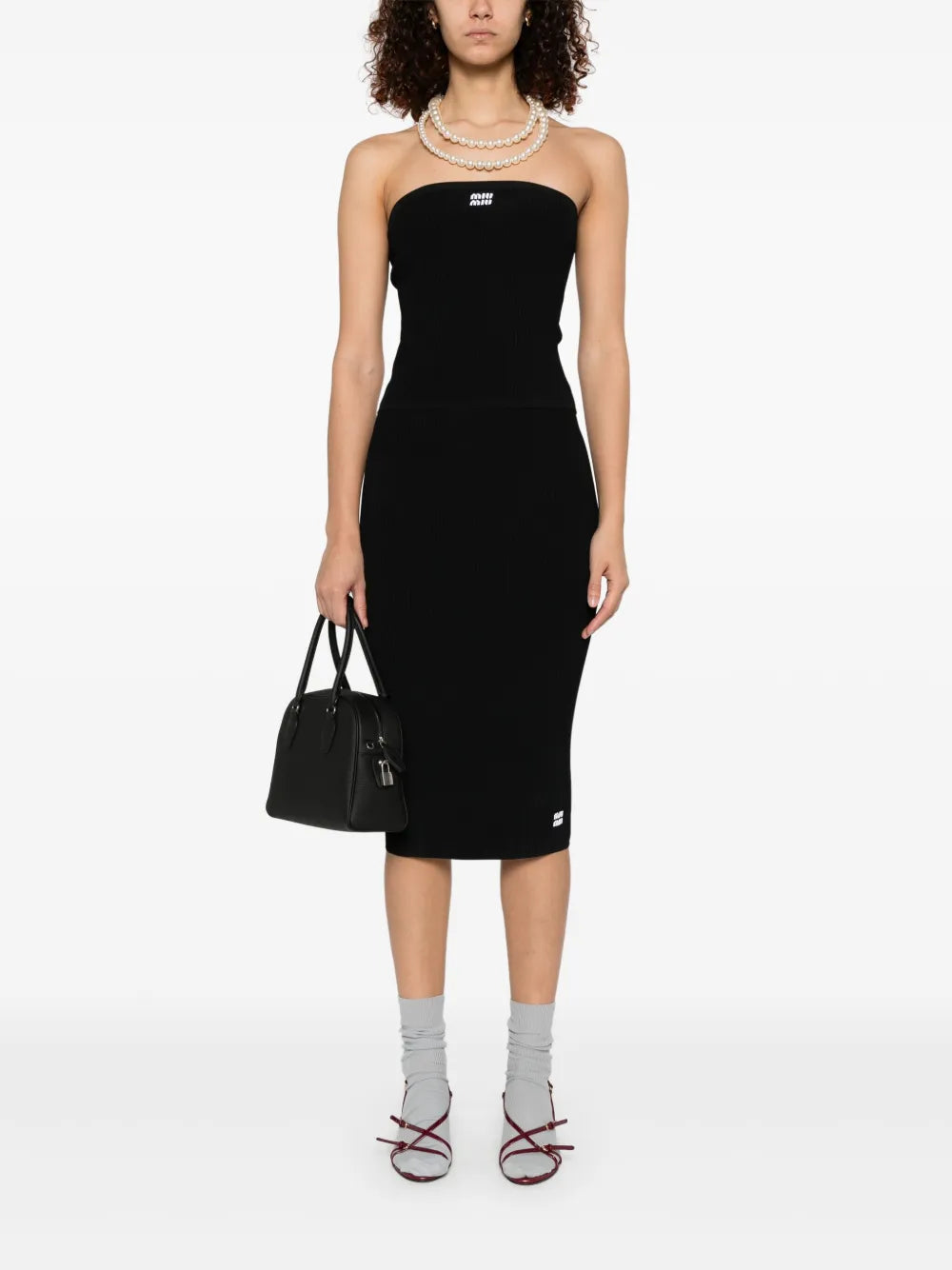 Intarsia-Logo Midi Skirt