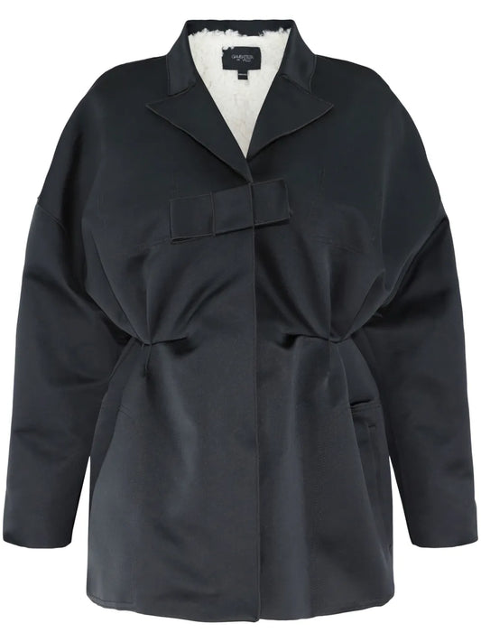 Oversized Bow-Detail Satin Jacket