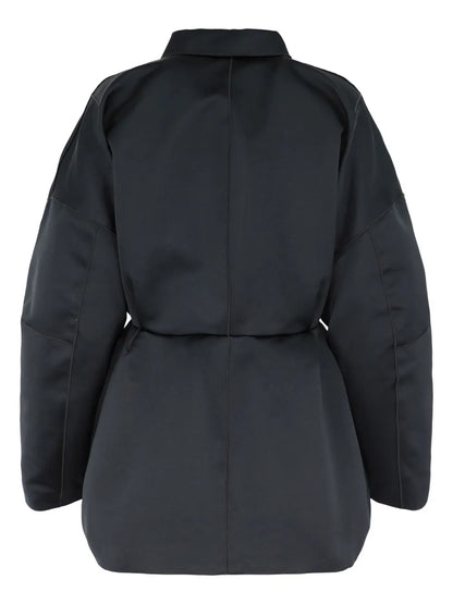 Oversized Bow-Detail Satin Jacket