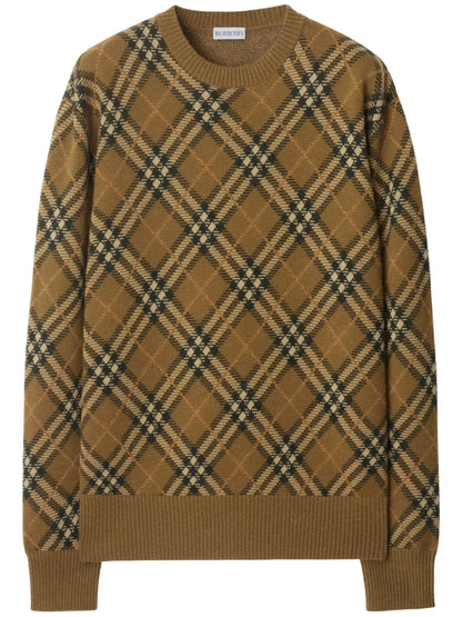 Check-Pattern Wool Sweater