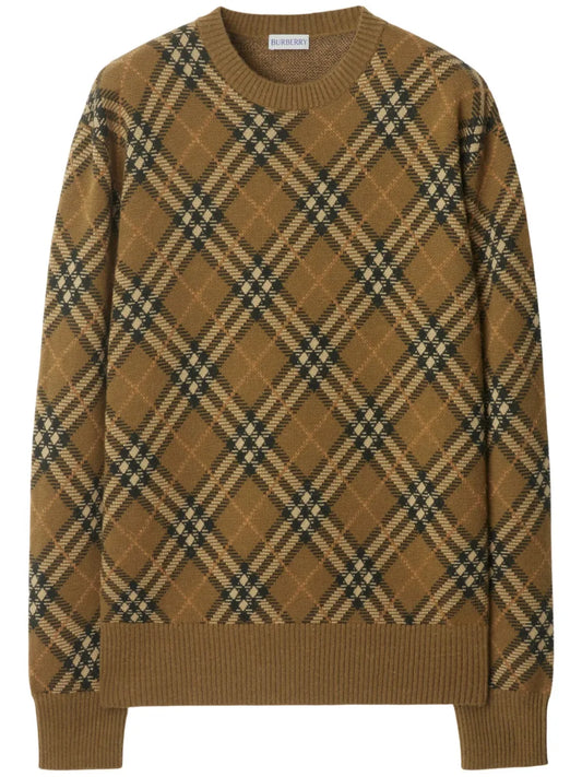 Check-Pattern Wool Sweater
