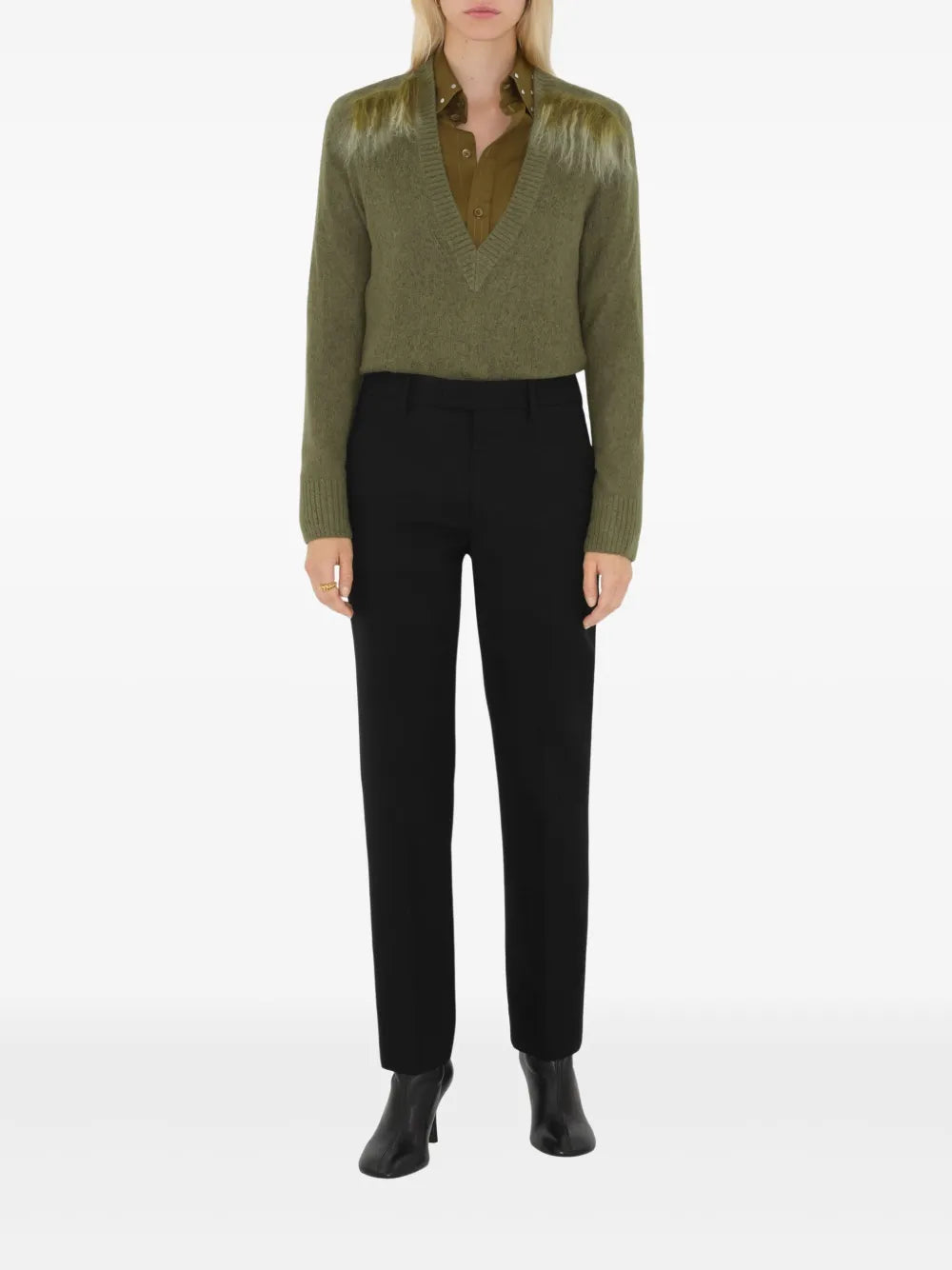 Shearling-Trim Jumper