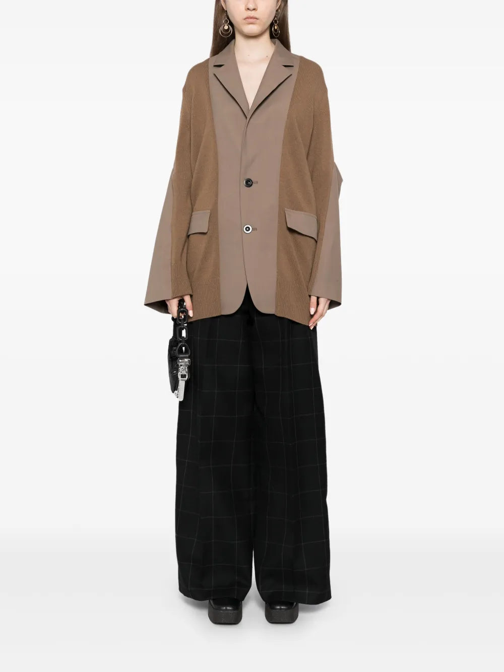 Panelled Wool-Blend Cardigan