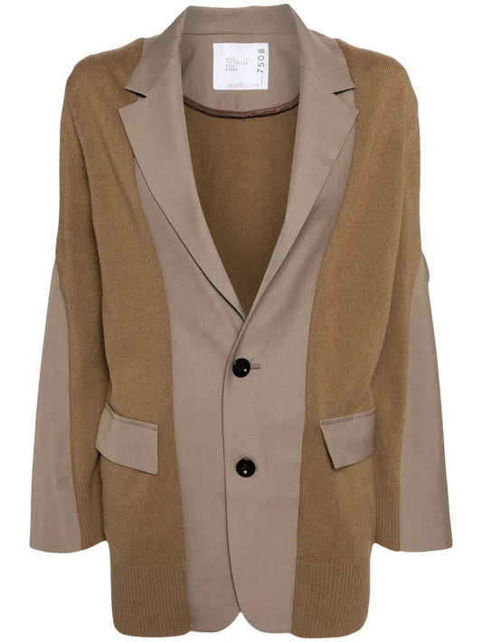 Panelled Wool-Blend Cardigan