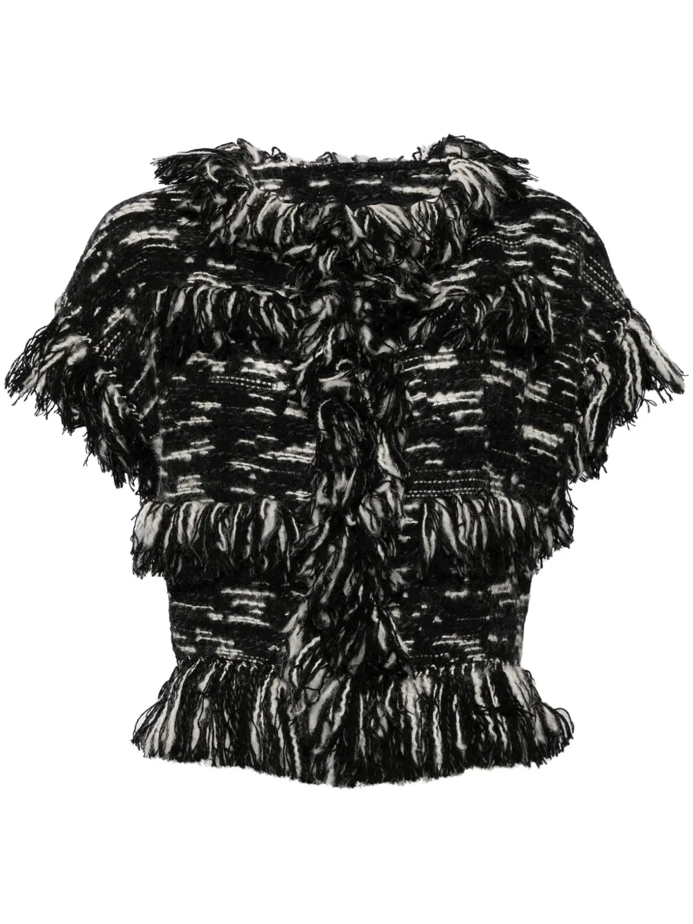 Fringed-Edge Knitted Jacket