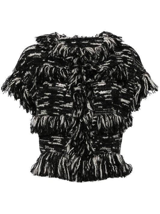 Fringed-Edge Knitted Jacket