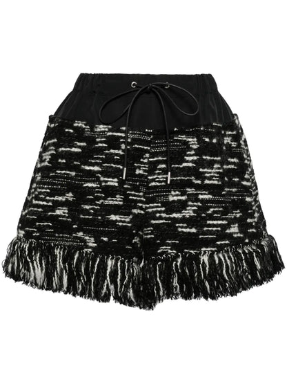Fringed-Edge Knitted Shorts