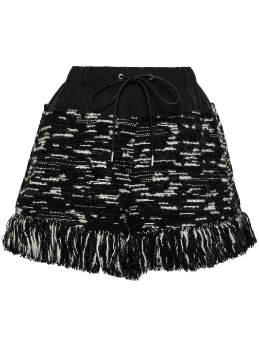Fringed-Edge Knitted Shorts